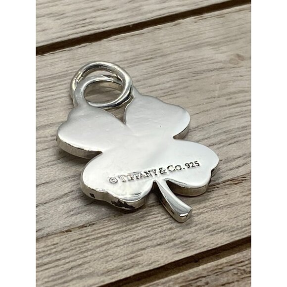 Tiffany & Co Silver Good Luck Shamrock 4 Leaf Clover Charm Pendant - Picture 3 of 9